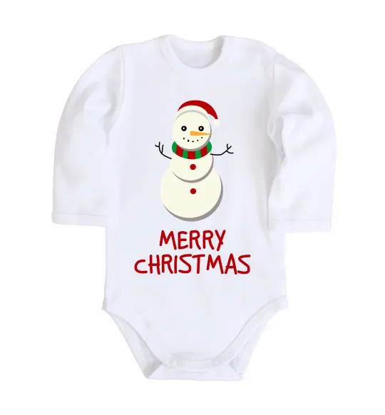 Детский боди Merry Christmas Сніговик Белый фото