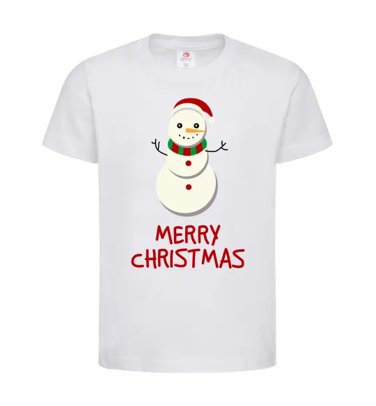 Дитяча футболка Merry Christmas Сніговик Білий фото
