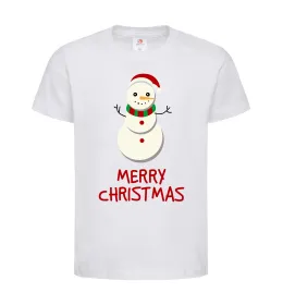 Детская футболка Merry Christmas Сніговик Белый фото