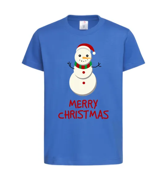 Дитяча футболка Merry Christmas Сніговик Яскраво-синій фото