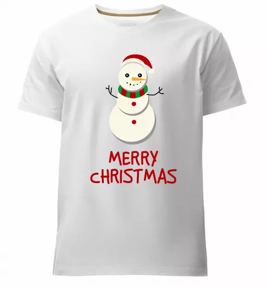 Чоловіча преміум футболка Merry Christmas Сніговик Білий фото