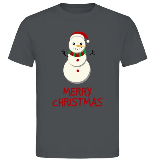 Чоловіча футболка Merry Christmas Сніговик Графіт фото