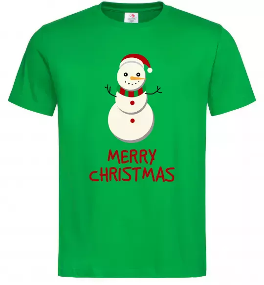 Чоловіча футболка Merry Christmas Сніговик Зелений фото