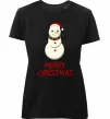 Жіноча преміум футболка Merry Christmas Сніговик Чорний фото