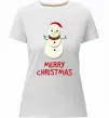 Жіноча преміум футболка Merry Christmas Сніговик Білий фото
