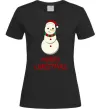 Женская футболка Merry Christmas Сніговик Черный фото