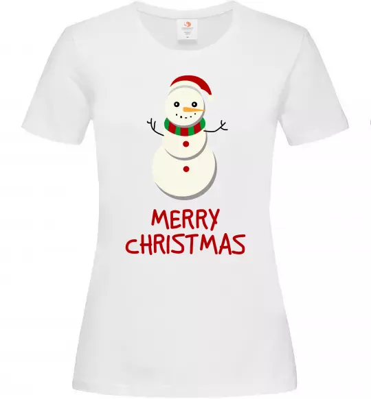 Женская футболка Merry Christmas Сніговик Белый фото