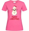 Женская футболка Merry Christmas Сніговик Ярко-розовый фото