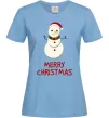 Женская футболка Merry Christmas Сніговик Голубой фото