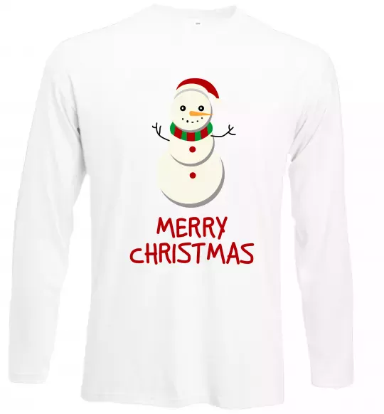 Лонгслив Merry Christmas Сніговик Белый фото