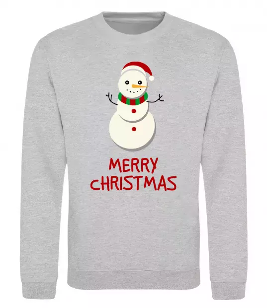 Свитшот Merry Christmas Сніговик Серый меланж фото