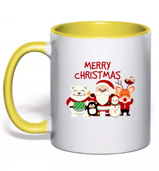 Чашка с цветной ручкой Merry Christmas Колекція Солнечно желтый фото