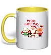 Чашка с цветной ручкой Merry Christmas Колекція Солнечно желтый фото