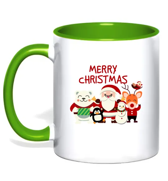 Чашка з кольоровою ручкою Merry Christmas Колекція Лаймовий фото