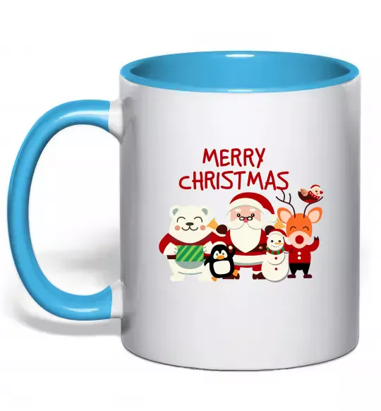 Чашка с цветной ручкой Merry Christmas Колекція Голубой фото