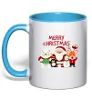 Чашка с цветной ручкой Merry Christmas Колекція Голубой фото