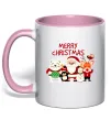 Чашка с цветной ручкой Merry Christmas Колекція Нежно розовый фото