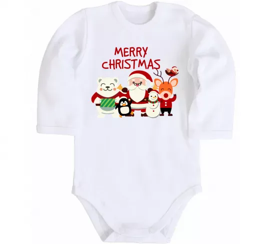 Дитячий бодік Merry Christmas Колекція Білий фото