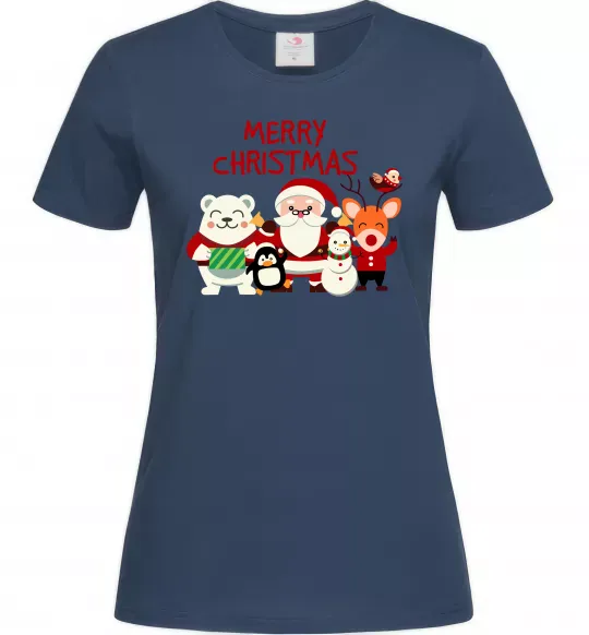 Женская футболка Merry Christmas Колекція Темно-синий фото