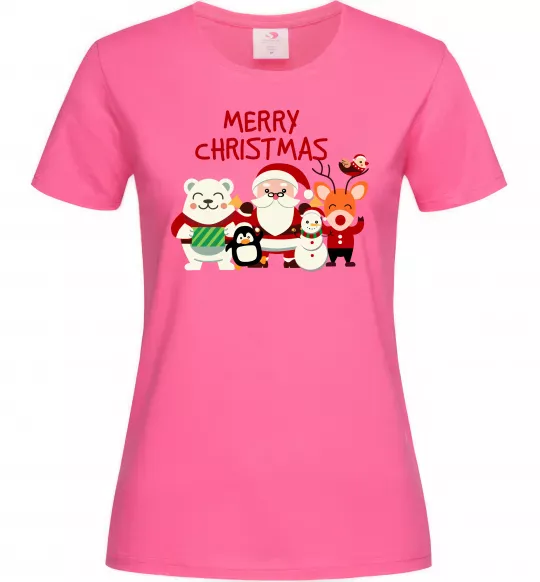 Женская футболка Merry Christmas Колекція Ярко-розовый фото