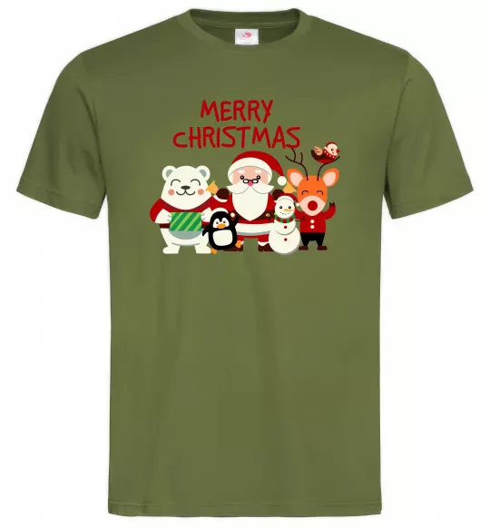 Мужская футболка Merry Christmas Колекція Оливковый фото