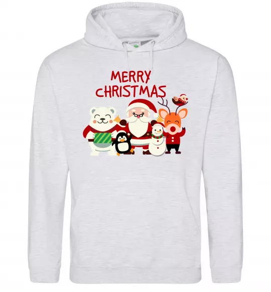 Мужская толстовка (худи) Merry Christmas Колекція Серый меланж фото