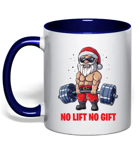 Чашка с цветной ручкой No lift, no gift Глубокий темно-синий фото