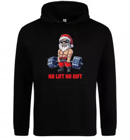 Мужская толстовка (худи) No lift, no gift Черный фото