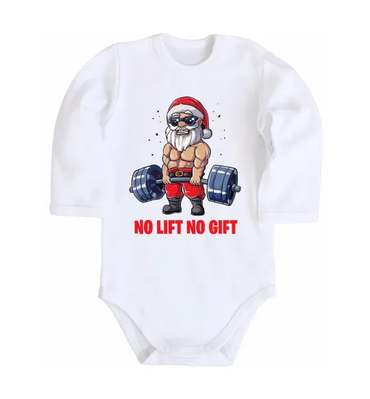 Дитячий бодік No lift, no gift Білий фото