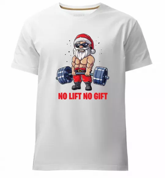 Чоловіча преміум футболка No lift, no gift Білий фото
