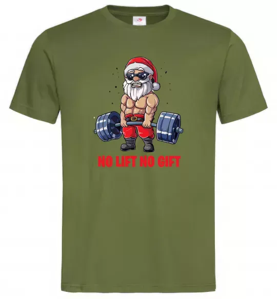 Мужская футболка No lift, no gift Оливковый фото