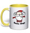 Чашка з кольоровою ручкою Santa hugs Сонячно жовтий фото