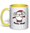 Чашка з кольоровою ручкою Santa hugs Сонячно жовтий фото
