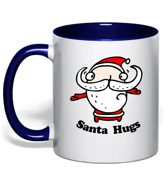 Чашка з кольоровою ручкою Santa hugs Глибокий темно-синій фото