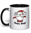 Чашка з кольоровою ручкою Santa hugs Чорний фото
