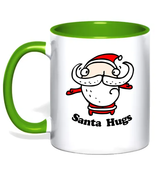 Чашка з кольоровою ручкою Santa hugs Лаймовий фото