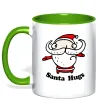 Чашка з кольоровою ручкою Santa hugs Зелений фото