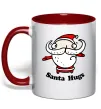 Чашка з кольоровою ручкою Santa hugs Червоний фото