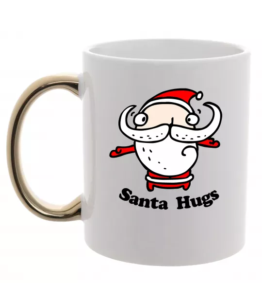 Чашка з кольоровою ручкою Santa hugs Золото фото