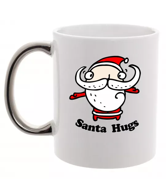 Чашка з кольоровою ручкою Santa hugs Срібло фото