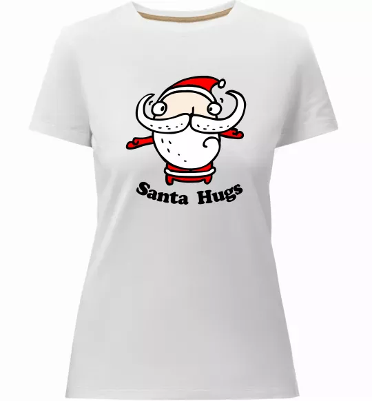 Жіноча преміум футболка Santa hugs Білий фото