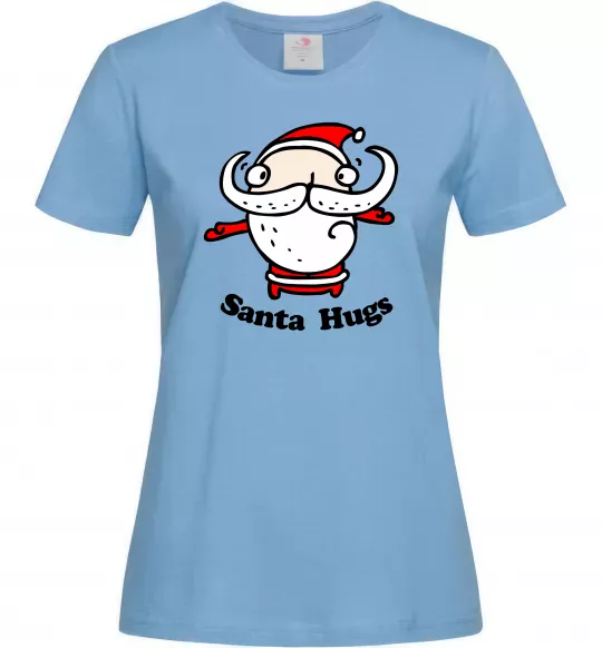 Жіноча футболка Santa hugs Блакитний фото