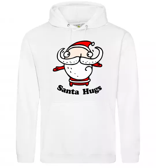 Мужская толстовка (худи) Santa hugs Белый фото