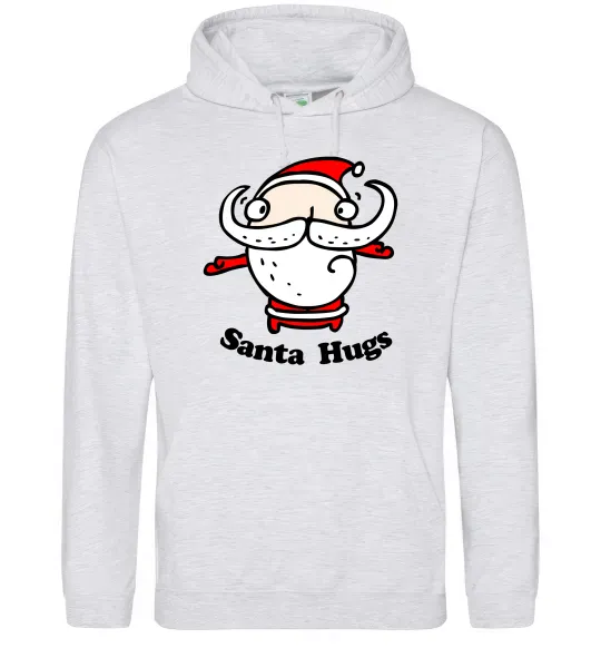 Мужская толстовка (худи) Santa hugs Серый меланж фото