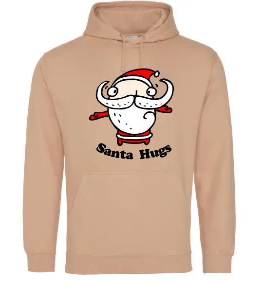 Мужская толстовка (худи) Santa hugs Песочный фото