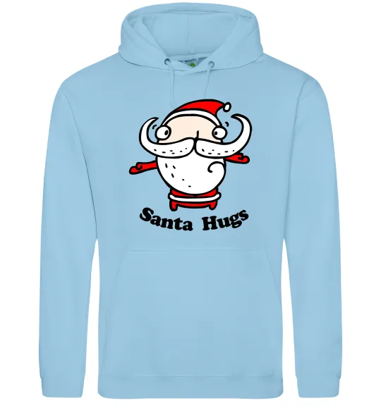 Мужская толстовка (худи) Santa hugs Голубой фото