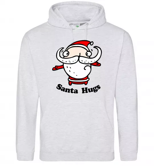 Женская толстовка (худи) Santa hugs Серый меланж фото