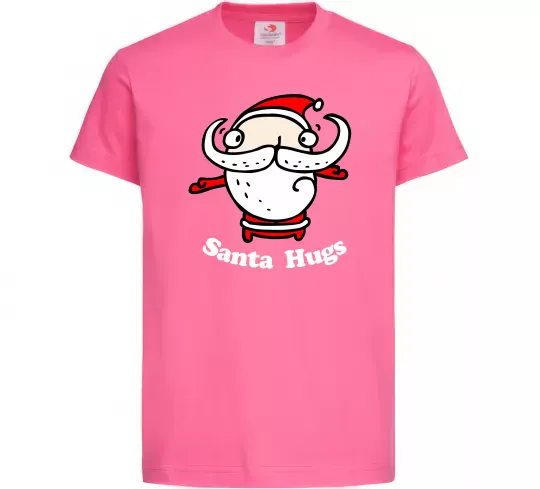 Дитяча футболка Santa hugs Яскраво-рожевий фото