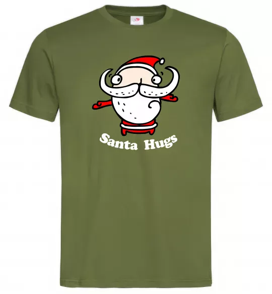Чоловіча футболка Santa hugs Оливковий фото