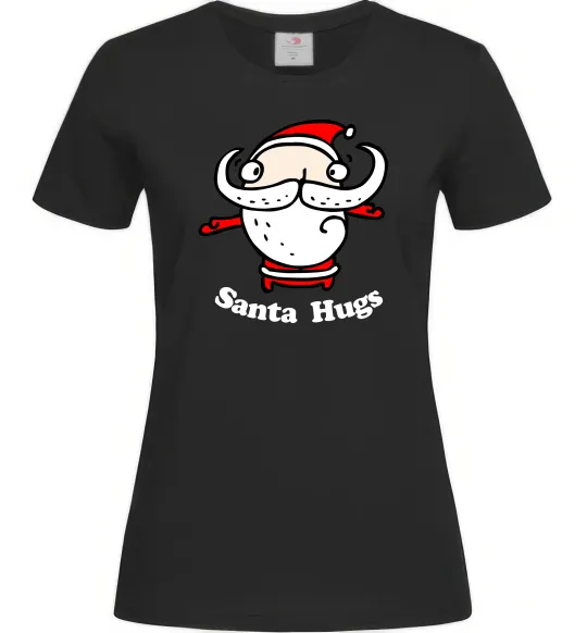Жіноча футболка Santa hugs Чорний фото
